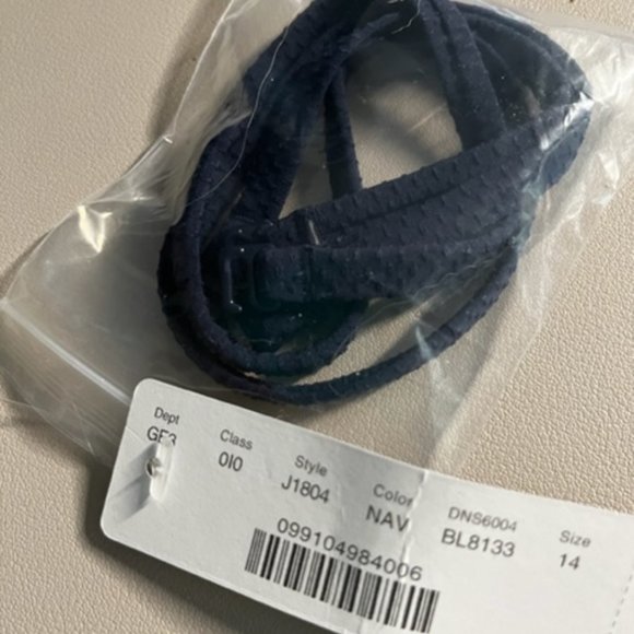 J Crew Ruffle Bandeau 1-Pc Swimsuit, NTW Navy Sz 14 - Picture 3 of 3